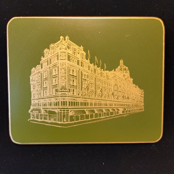 Vintage Harrods Luxury British Department Store Felt Back Gold Trim Coaster Set - Picture 2 of 7